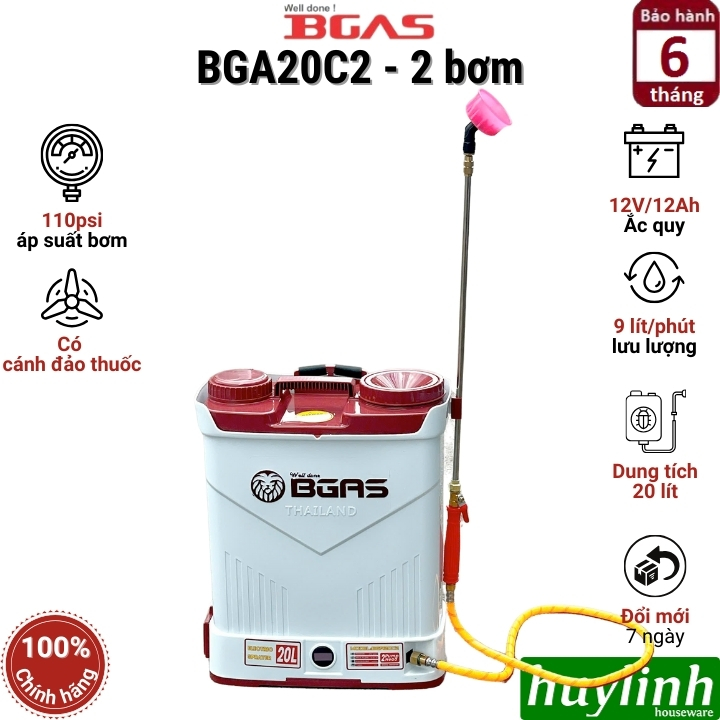 Máy xịt phun thuốc trừ sâu Bgas BGA20C2