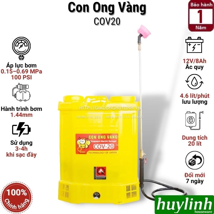 Bình xịt điện phun thuốc trừ sâu Con Ong Vàng COV20 - 20 lít - 12V/8Ah
