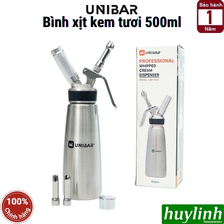 Bình xịt kem tươi Unibar UBK-500 (500ml) - UBK-1000 (1000ml)