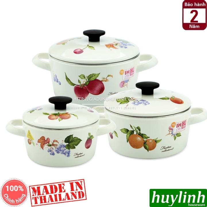 Bộ 3 nồi tráng men đáy từ Fujihoro FRV-3 - (1.4 - 2.4 - 3 lít) - Made in Thái Lan 2