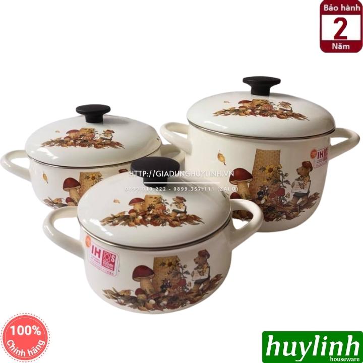 Bộ 3 nồi tráng men đáy từ Fujihoro FTCV-3 - (1.5 - 2.9 - 4.3 lít) - made in Thái Lan 2