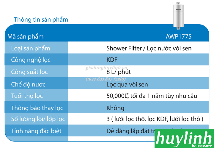 Thiết bị lọc vòi sen tắm Philips AWP1775 4