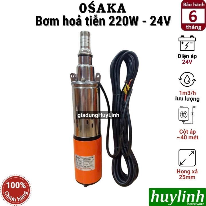 Bơm hoả tiễn - bơm chìm giếng sâu Osaka DC-12V - 24V (120W - 220W - 380W) 2