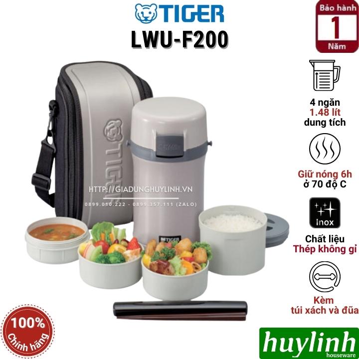 Cà men hộp cơm giữ nhiệt Tiger LWU-F200 - 4 ngăn - 1.48 lít