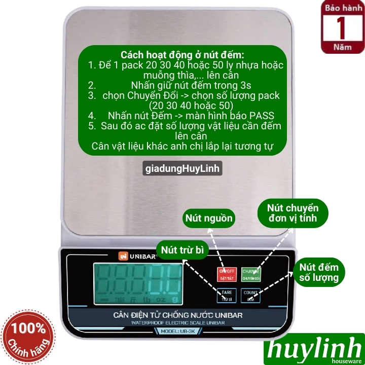 Cân điện tử nhà bếp Unibar UB-3K 3