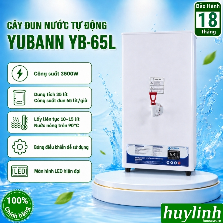 Máy - Cây đun nước nóng tự động Yubann YB-65L - dung tích 35 lít - công suất 65 lít/h