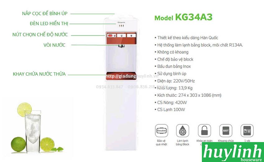 Cây nước nóng lạnh Kangaroo KG34A3 - Block - 3 chế độ nước 2