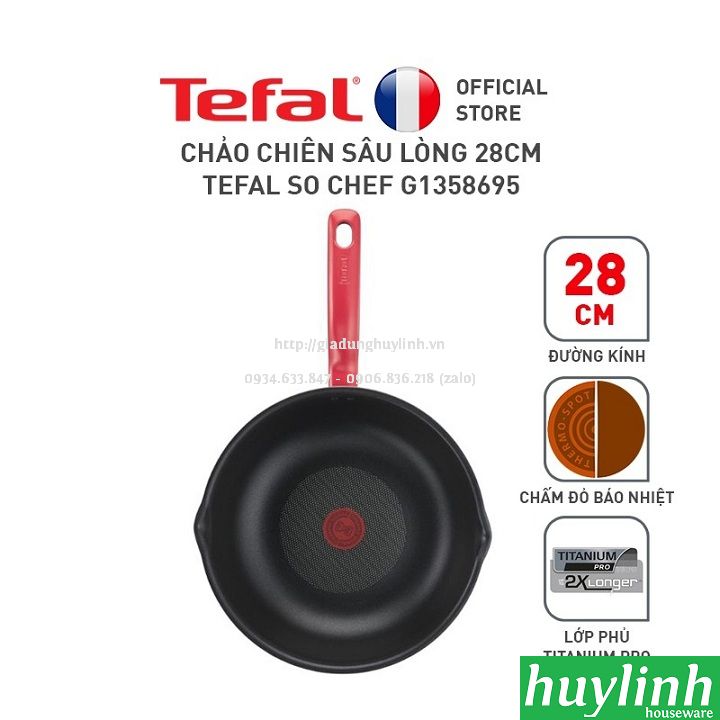 Chảo chiên xào sâu lòng đáy từ Tefal So Chef G1358695 - 28 cm 2