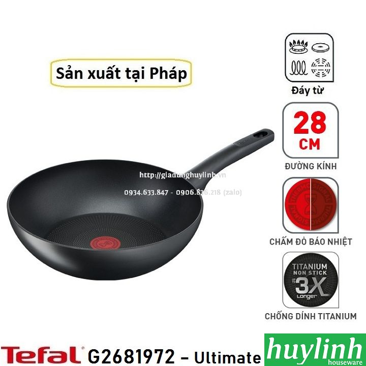 Chảo chiên sâu lòng đáy từ Tefal Ultimate G2681972 - 28cm - Made in Pháp