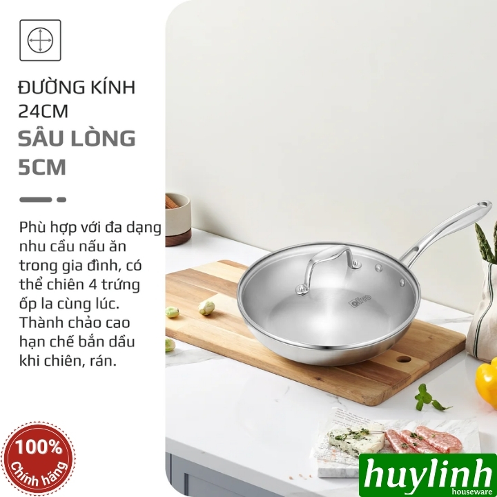 Chảo inox đáy từ 4 lớp Olivo Steve X 4