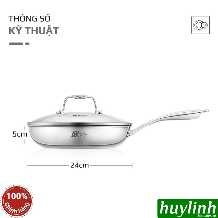 Chảo inox đáy từ 4 lớp Olivo Steve X 8