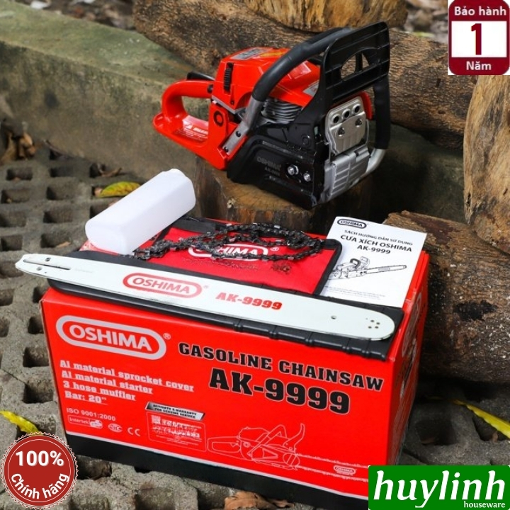 Máy cưa xích chạy xăng 2 thì Oshima AK-9999 - lam 50cm - xi lanh 58cc - 2.5kw 2