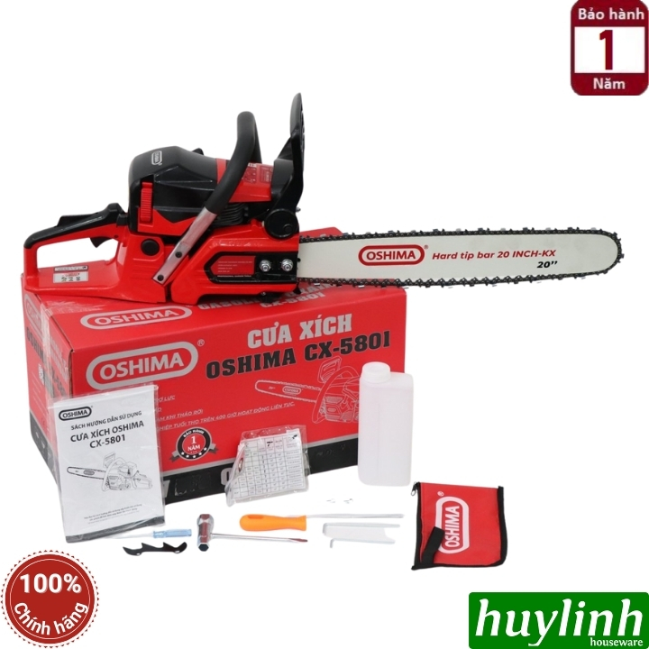 Máy cưa xích chạy xăng 2 thì Oshima CX-5801 - 58cc - lam 50cm - 2.4kw 2