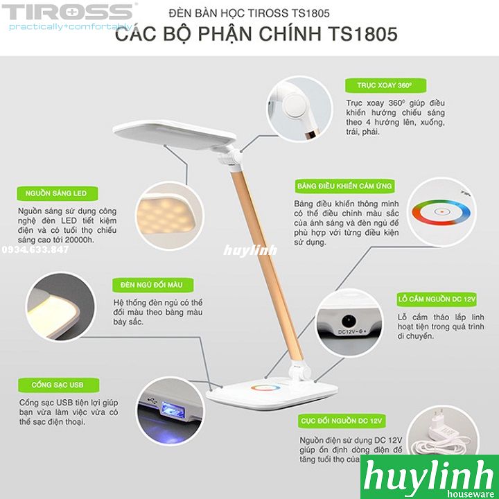 Đèn bàn LED chống cận Tiross TS1805