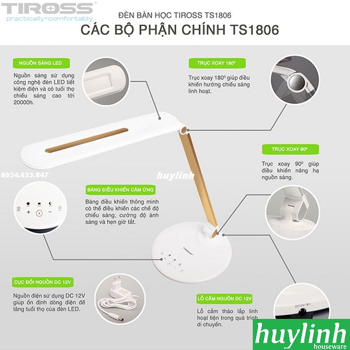 Đèn bàn Tiross TS1806-giadunghuylinh.vn