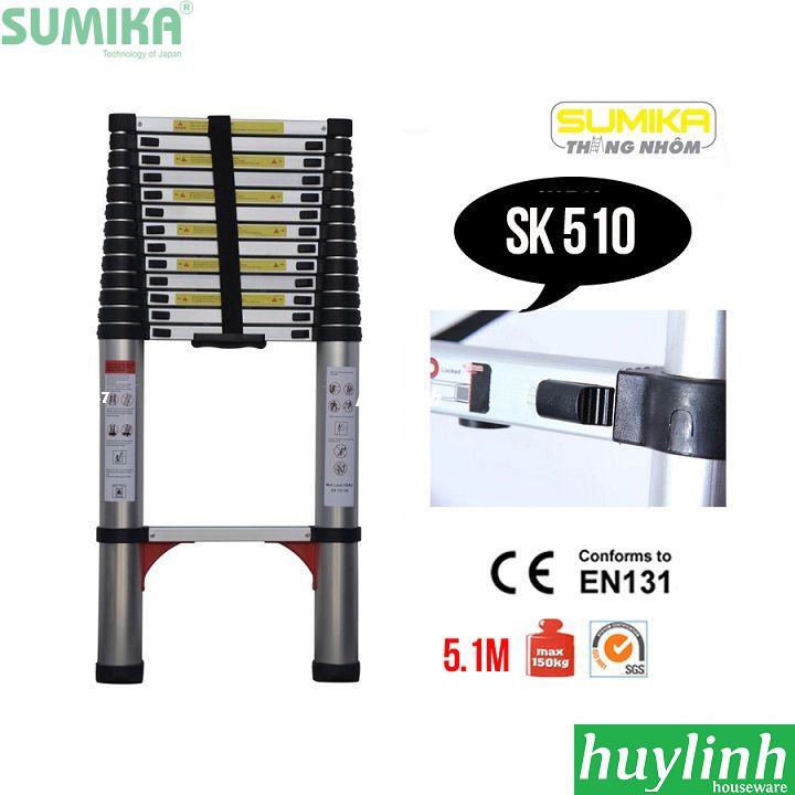 Thang nhôm rút đơn Sumika SK510 - 5.1m 2