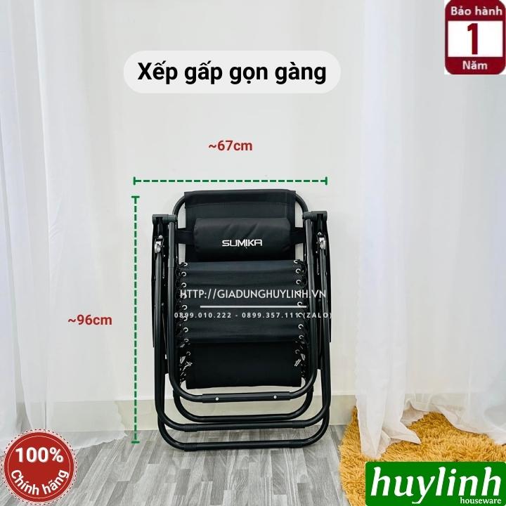 Ghế xếp gấp thư giãn Sumika 179A - Tải trọng 200kg - Khoá Kim Loại - Tặng khay để ly 2