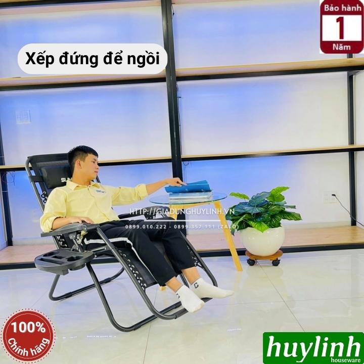 Ghế xếp gấp thư giãn Sumika 179A - Tải trọng 200kg - Khoá Kim Loại - Tặng khay để ly 4