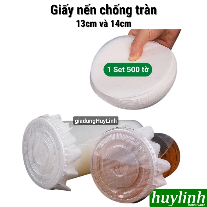 Set 500 giấy nến chống tràn ly 13 cm - 14 cm - giấy tròn hấp bánh 2 mặt