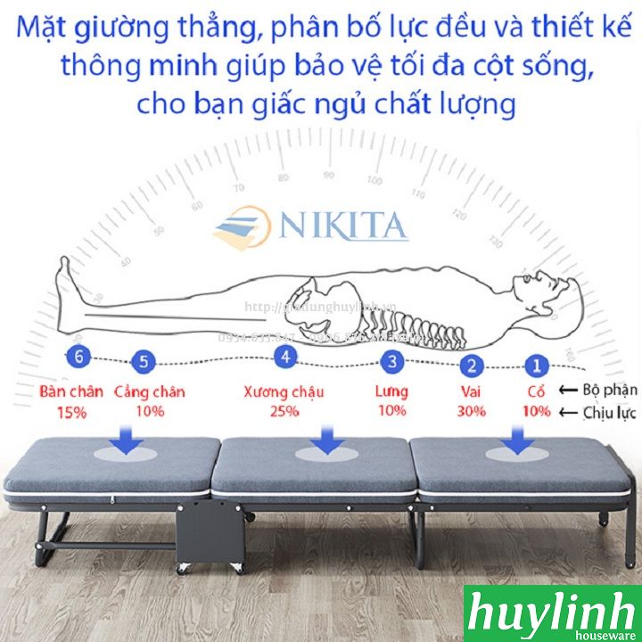 Giường xếp gấp 3 khúc Nikita GB375 - 180x75cm 3