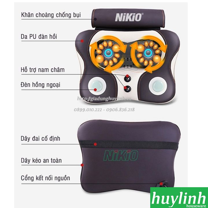 Gối massage cổ vai gáy Nikio NK-136 - Tặng nguồn ô tô 3