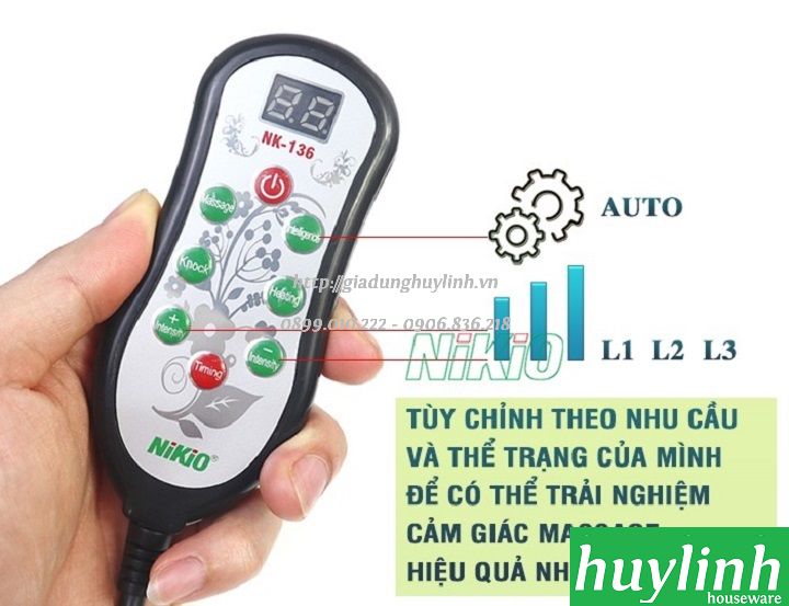 Gối massage cổ vai gáy Nikio NK-136 - Tặng nguồn ô tô 4