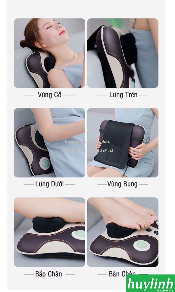 Gối massage cổ vai gáy Nikio NK-136 - Tặng nguồn ô tô 5