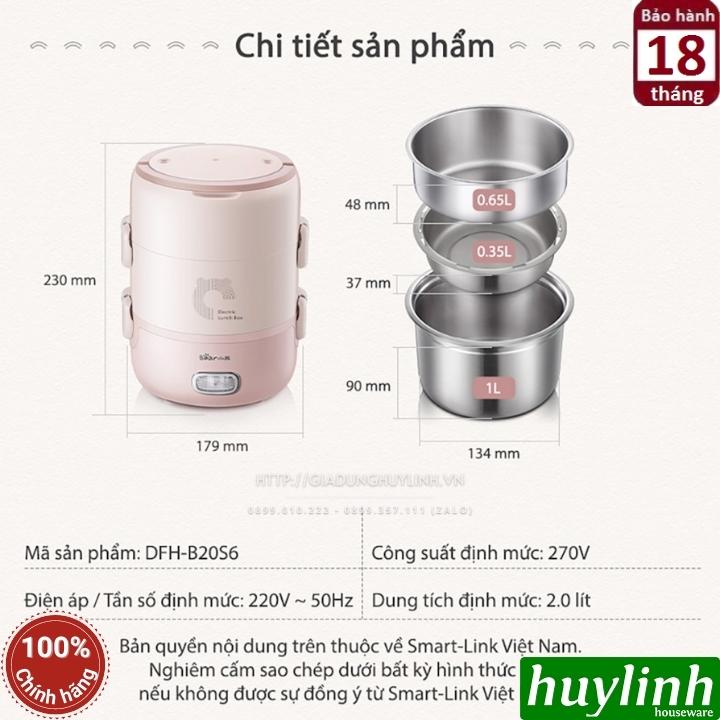 Hộp cơm hâm nóng 3 tầng Bear DFH-B20S6 - 2 lít 2