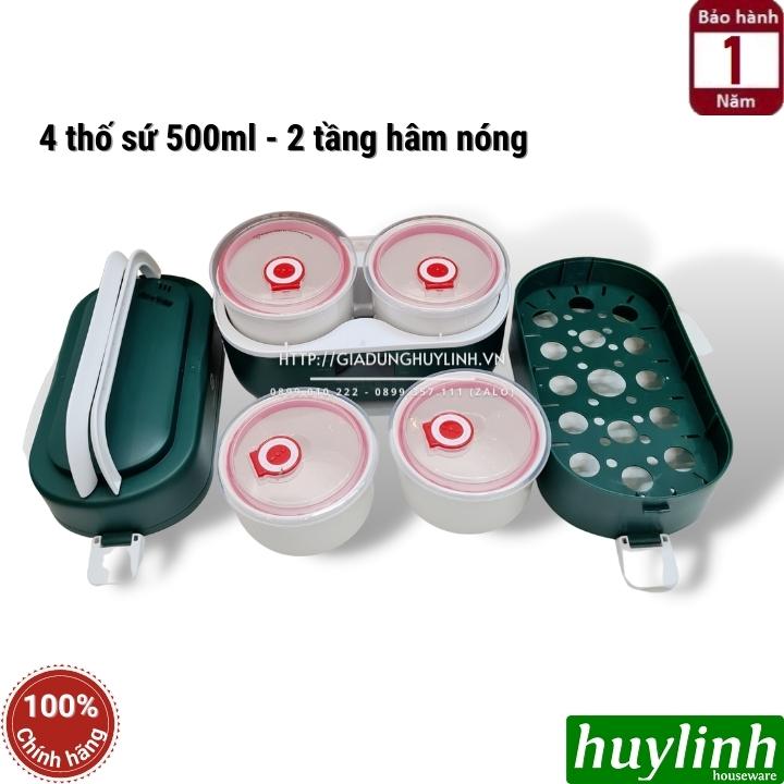 Hộp cơm hâm nóng thông minh Green Line RW-18 - 4 thố sứ - 6 chức năng - Dung tích 2 lít 2