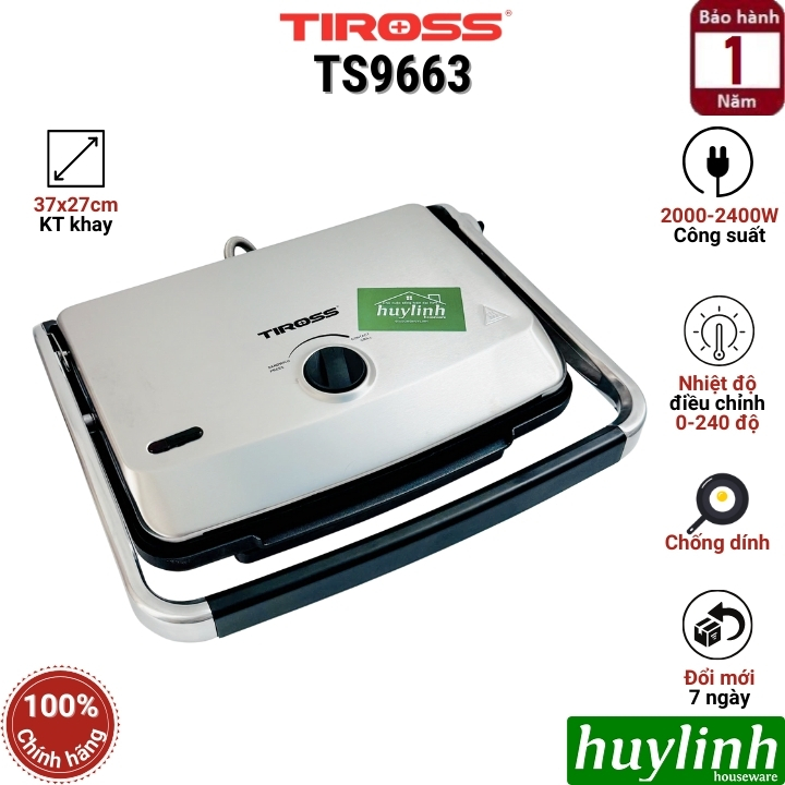 Kẹp - Máy nướng điện đa năng Tiross TS9663 - 2000W