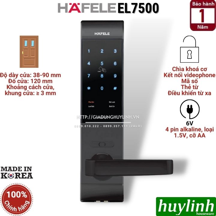 Khóa điện tử Hafele EL7500-TC - 912.05.716 - Hàn Quốc