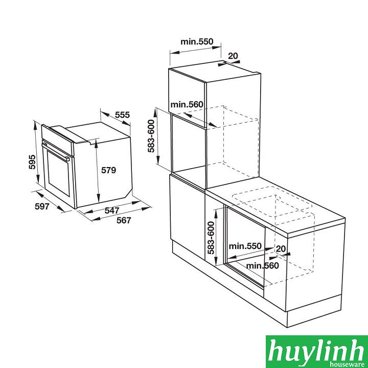 Lò nướng âm tủ Hafele HO-KT60F - 535.00.350 - 61 lít 5