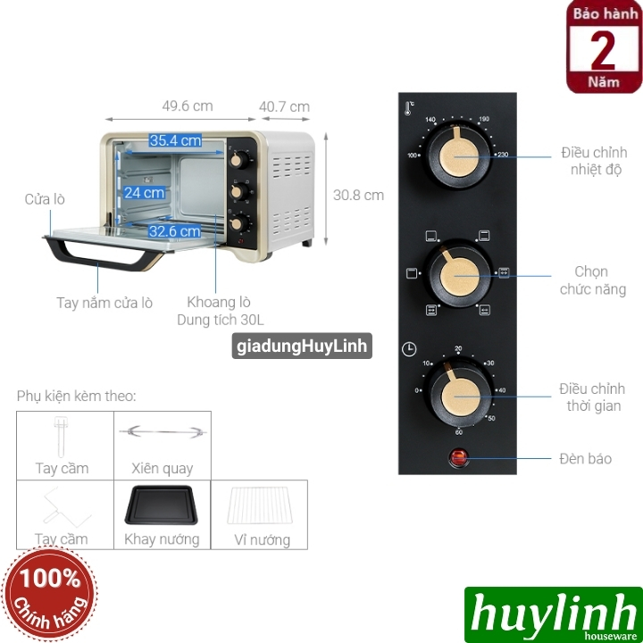 Lò nướng đối lưu Sanaky VH-309N2D - 30 lít - 1600W - 6 chức năng 2