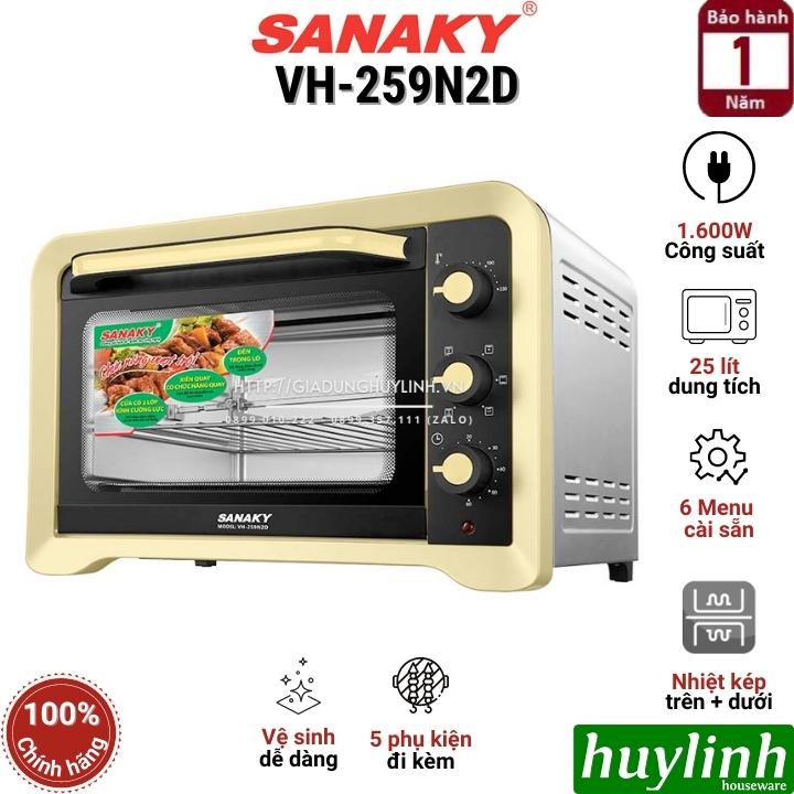 Lò nướng thùng Sanaky VH259N2D - Dung tích 25 lít - 6 chức năng nướng - 1600W