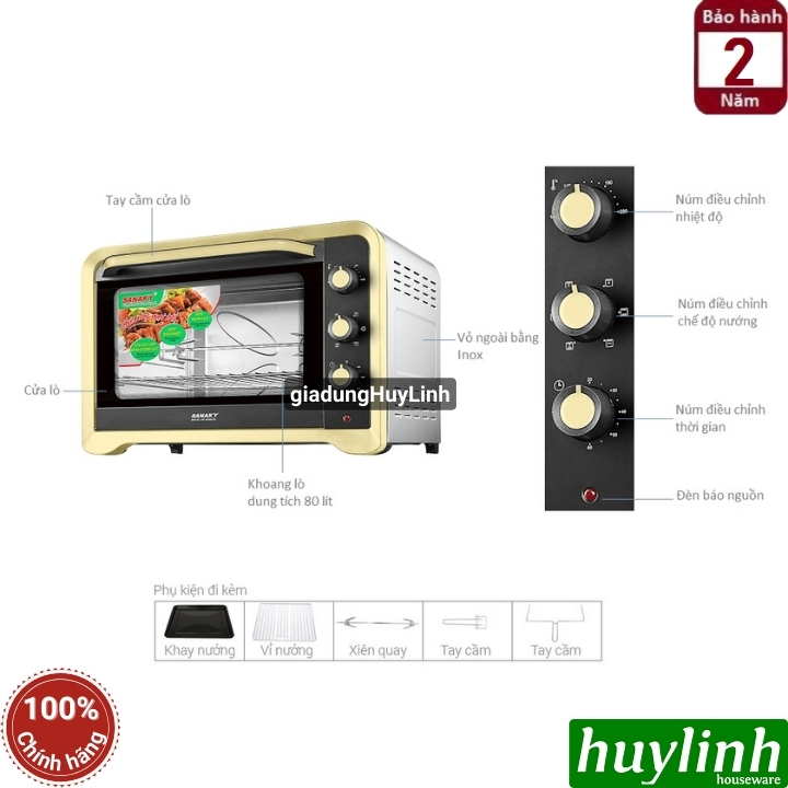 Lò nướng đối lưu Sanaky VH-359N2D - 35 lít - 1600W - 6 chức năng 4