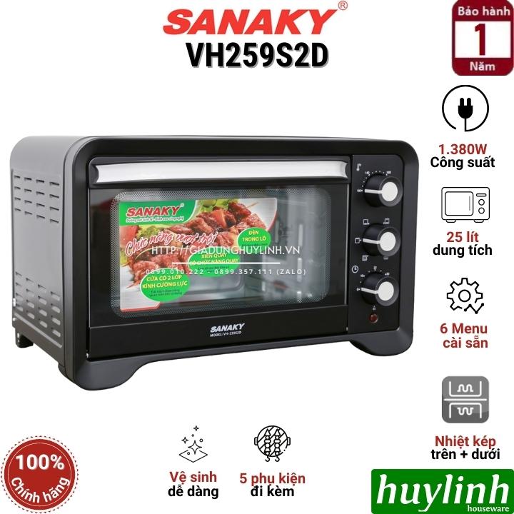 Lò nướng thùng Sanaky VH259S2D - Dung tích 25 lít - 6 chức năng nướng