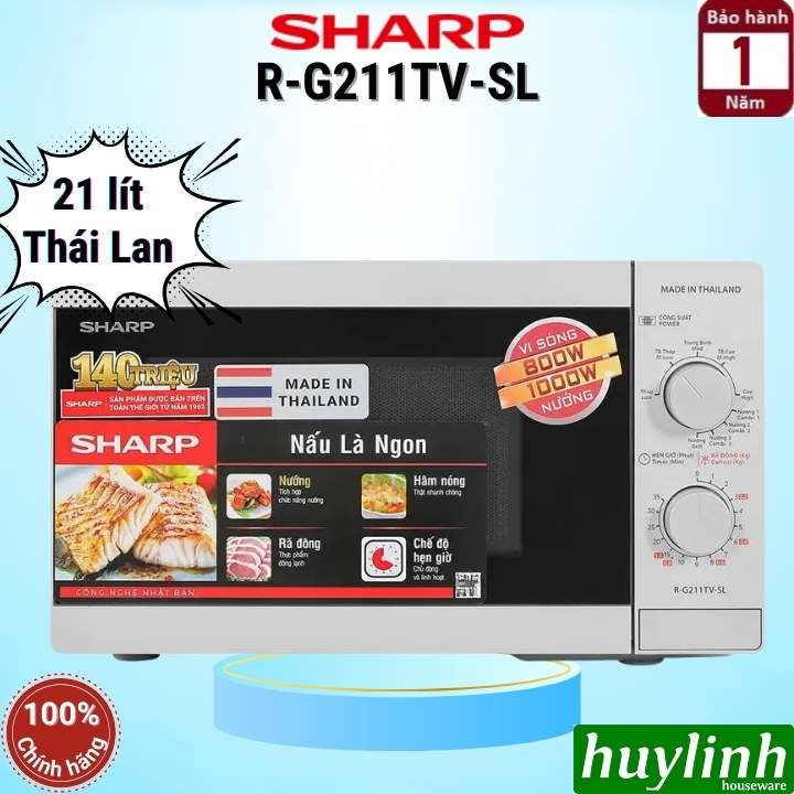 Lò vi sóng cơ có nướng 21 lít Sharp R-G211TV-BK/SL - Sản xuất Thái Lan