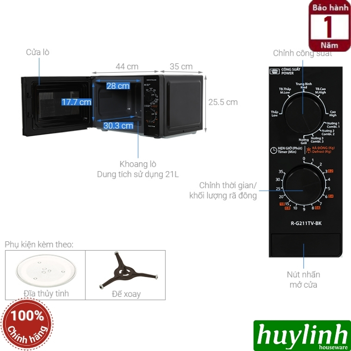 Lò vi sóng cơ có nướng 21 lít Sharp R-G211TV-BK/SL - Sản xuất Thái Lan 2
