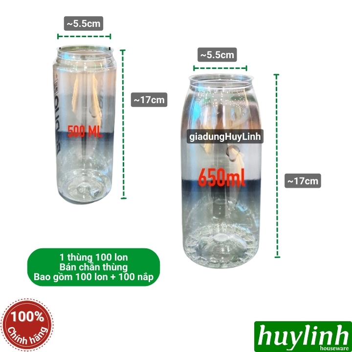 Lon nắp giật - chai nước dùng cho máy Yubann YB-QLS180 - 500ml - 650ml 2