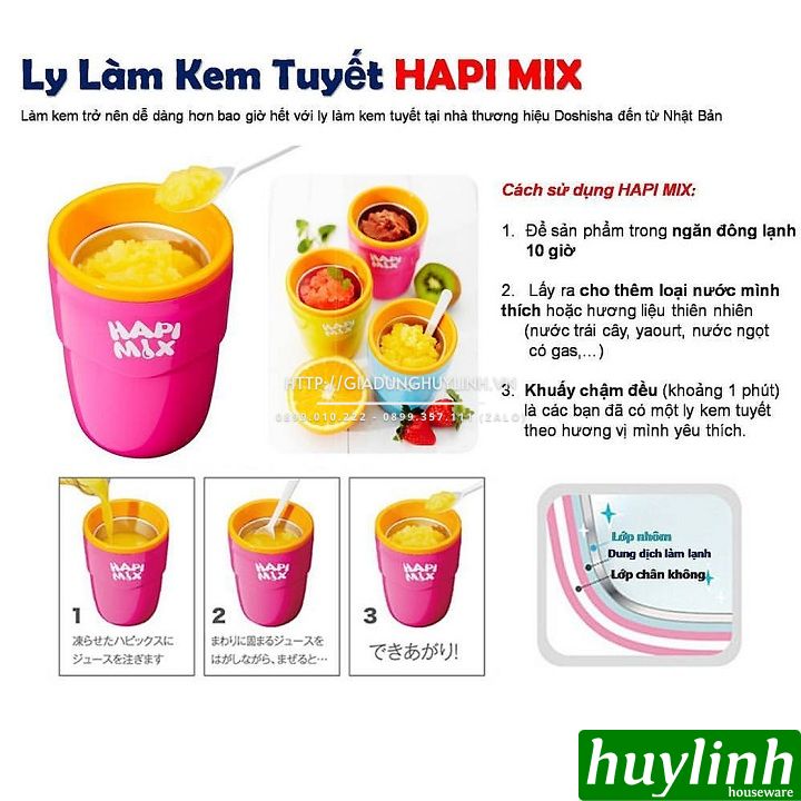 Ly làm kem tuyết siêu tốc Hapi Mix Doshisha DHFZ-18SO 4