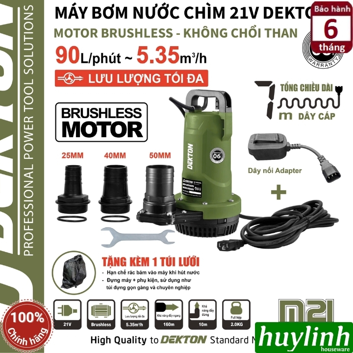 Máy bơm chìm dùng pin 21V Dekton M21-BC5350BL