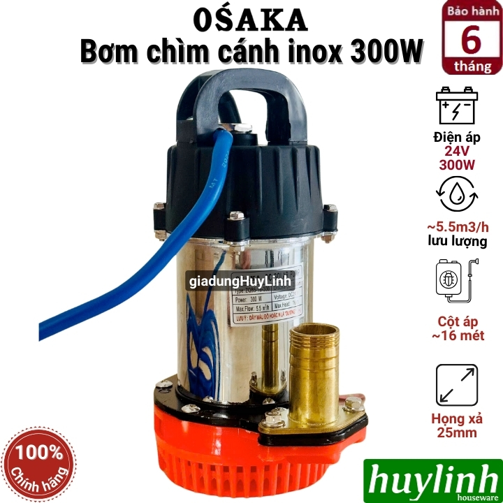Máy bơm chìm cánh inox Osaka 250W - 12V - bơm chống ngập Osaka 300W - 24V 2