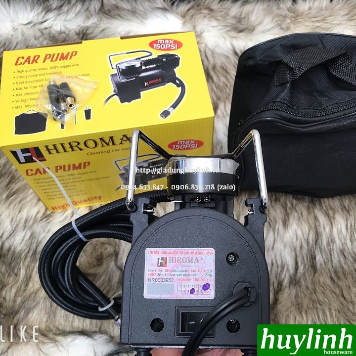 Máy bơm lốp mini ô tô Hiroma DHL-0312 - 12V 4