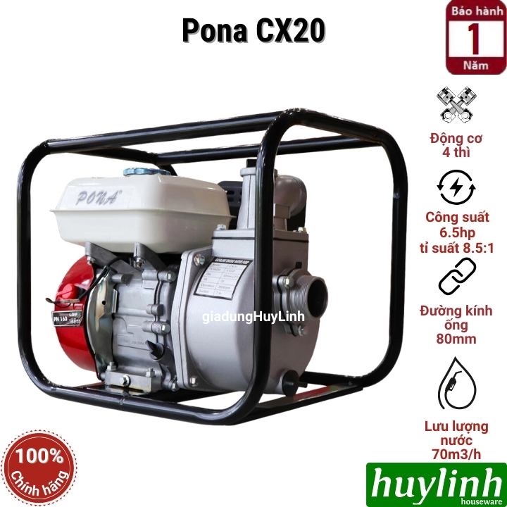 Máy bơm nước chạy xăng 4 thì Pona CX30 - 6.5hp