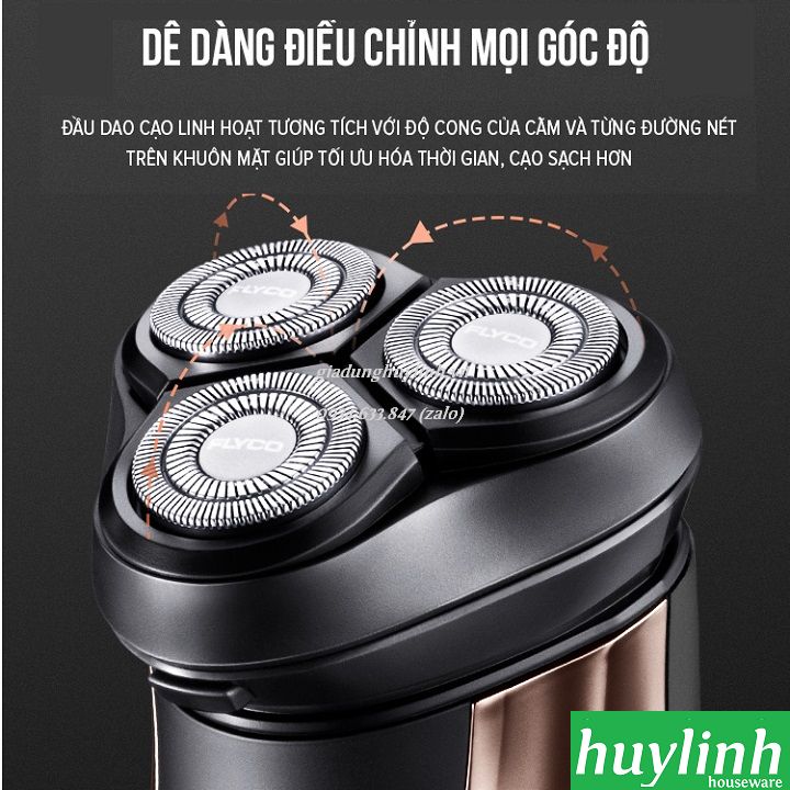 Máy cạo râu Flyco FS317 - Sạc nhanh 1h + 3 lưỡi + chống nước 7