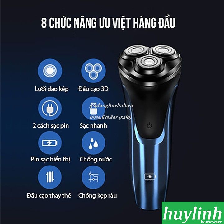 Máy cạo râu Flyco FS197VN - Sạc nhanh 1h + 3 lưỡi + chống nước IPX7 2