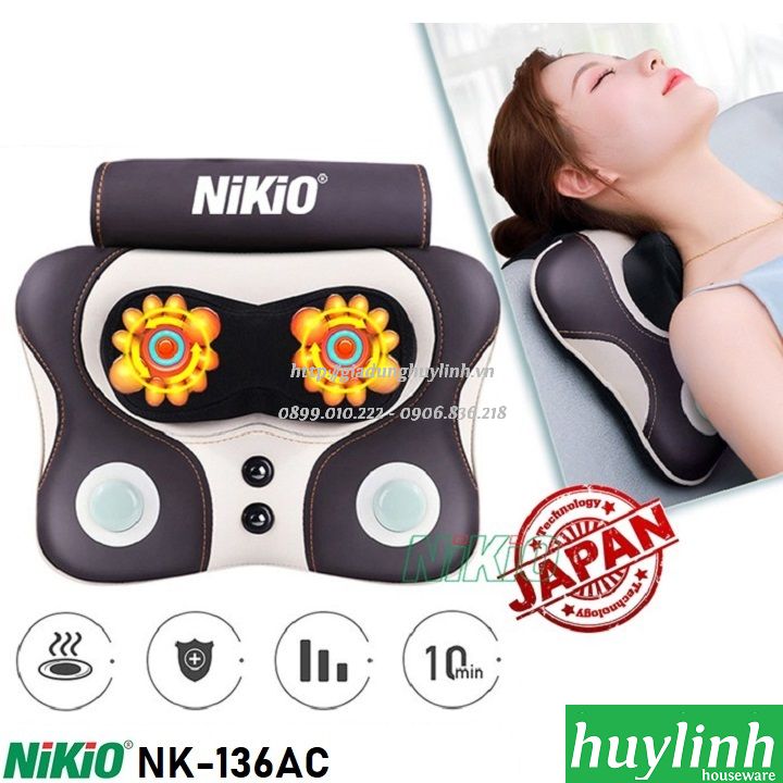 Gối massage cổ vai gáy Nikio NK-136 - Tặng nguồn ô tô 2