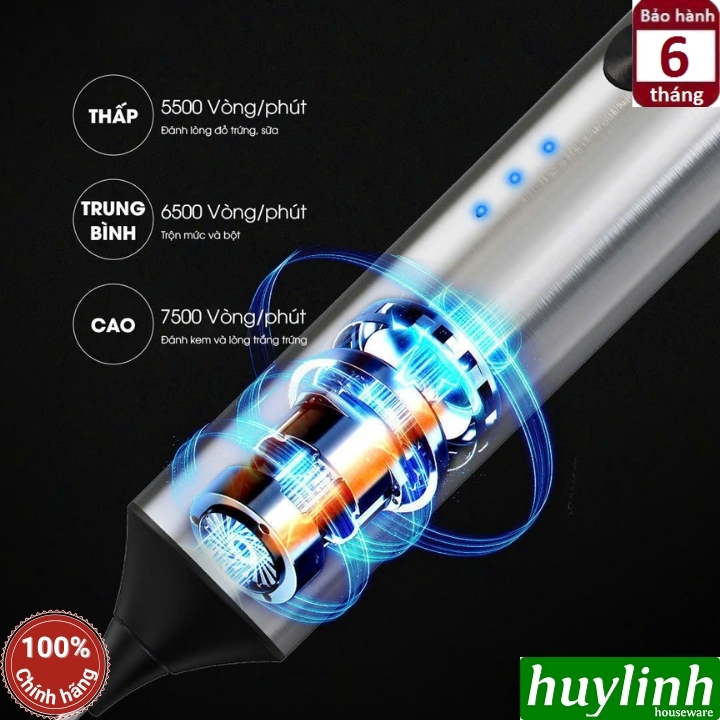 Máy đánh tạo bọt cà phê dùng pin Perfect PF-B21 - 2 đầu đánh - 3 tốc độ 3