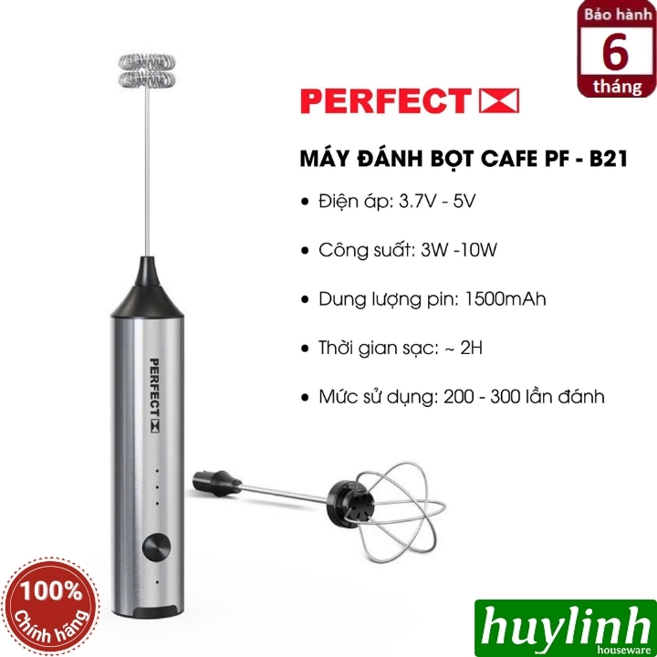 Máy đánh tạo bọt cà phê dùng pin Perfect PF-B21 - 2 đầu đánh - 3 tốc độ 9