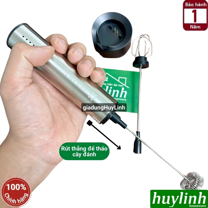 Máy đánh tạo bọt cà phê dùng pin Uniblend DC-201 - 2 đầu đánh bọt và đánh trứng